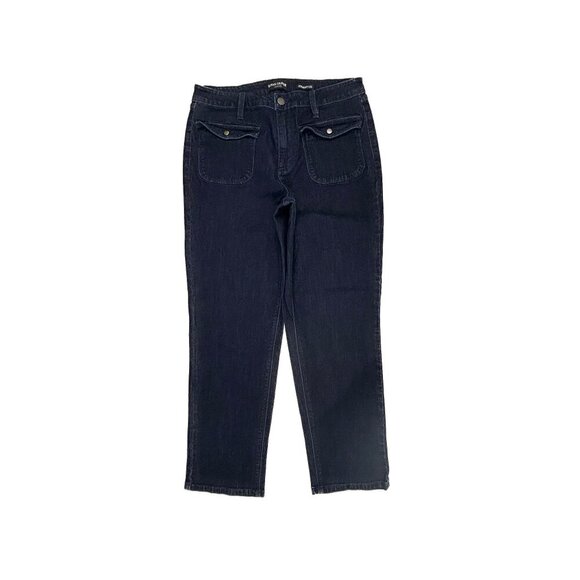 Susan Graver Straight Leg Front Flap Pockets Women's size 12 Blue Denim jeans - Picture 1 of 4